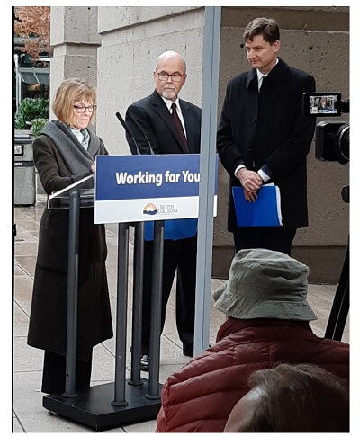 LSS Board Chair Jean Whittow and AG David Eby
